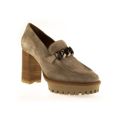 Loafers Heeled Suede W Chain